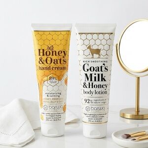 Barwa Cosmetics Honey & Oats Hand Cream & Goat’s Milk & Honey Body Lotion Set
